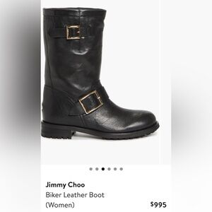 Jimmy Choo Women’s Black Leather Moto Boots